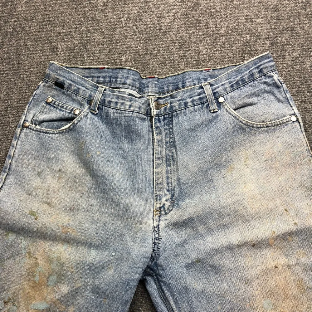 Vintage Mens Light Wash Paint Splatter Distressed Denim Jeans 38x32 Blue - Picture 4 of 8